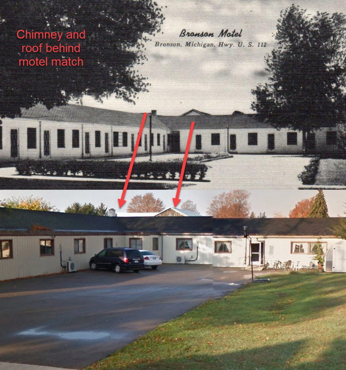 Bronson Motel - Postcard And Street View Comparison (newer photo)
